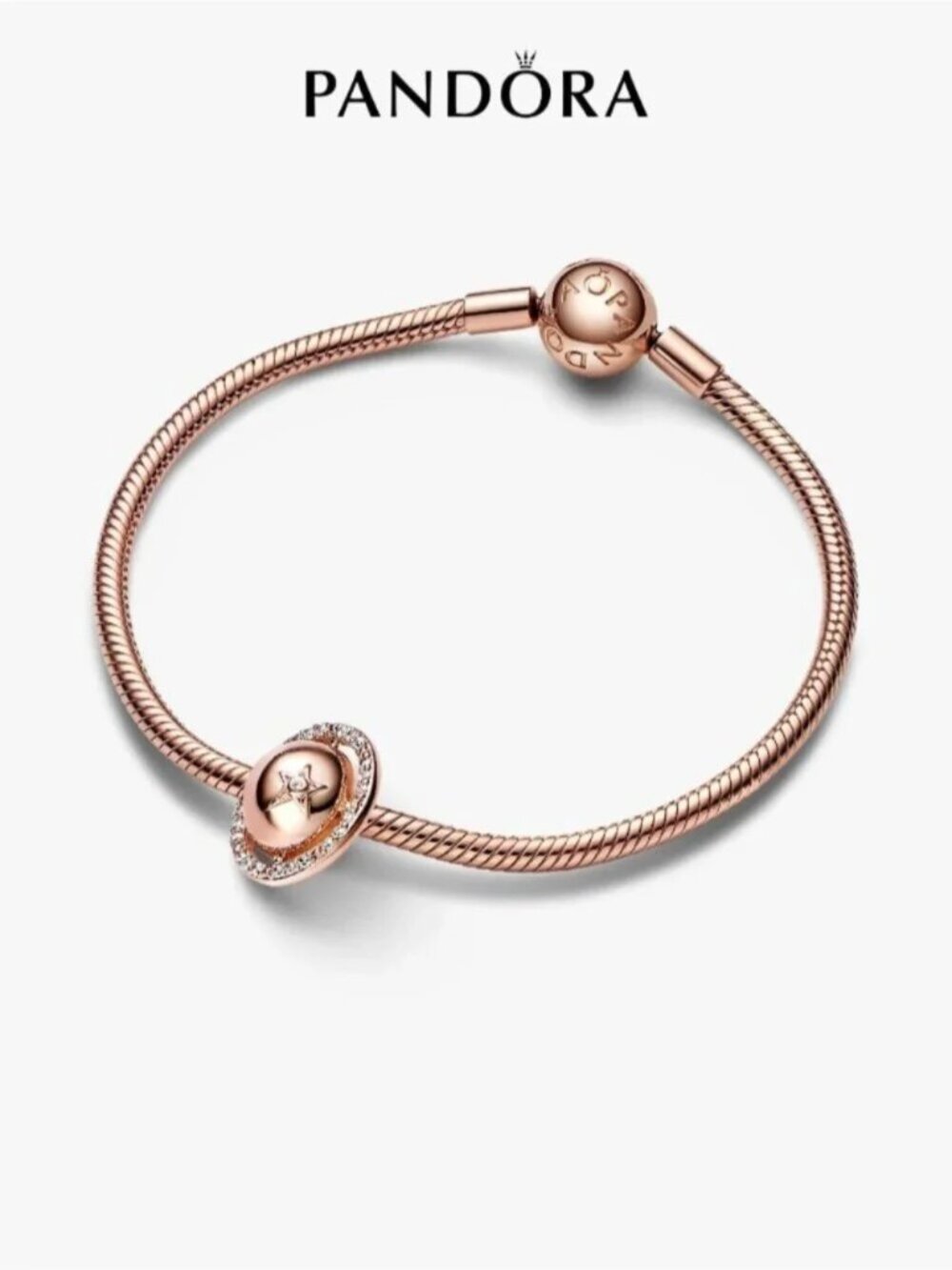 Pandora Planet Saturn Sparkling Star Charm